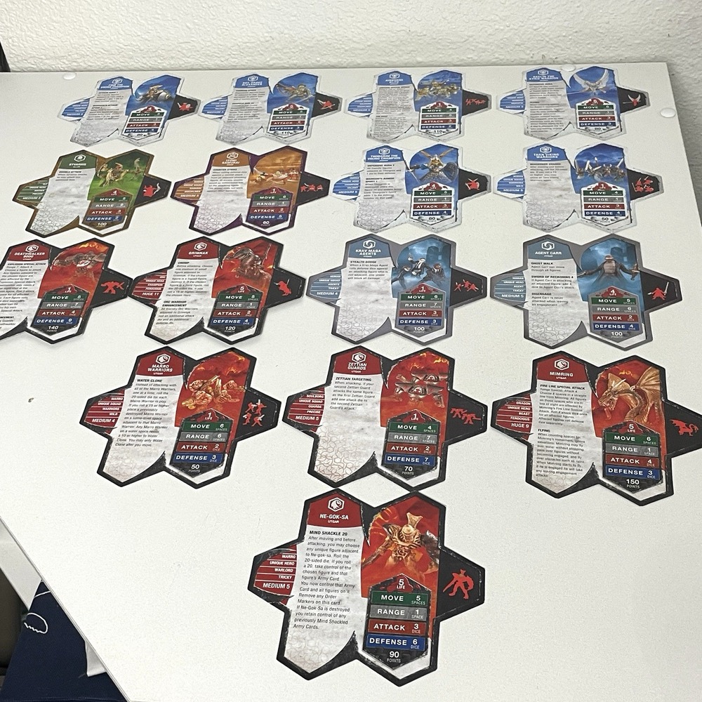 Heroscape The Battle Of All Time Card Complete Set of 16 Army Cards Only